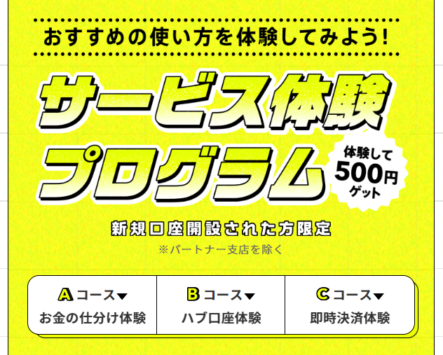 みんなの銀行のサービス体験プログラムで500円もらえる！