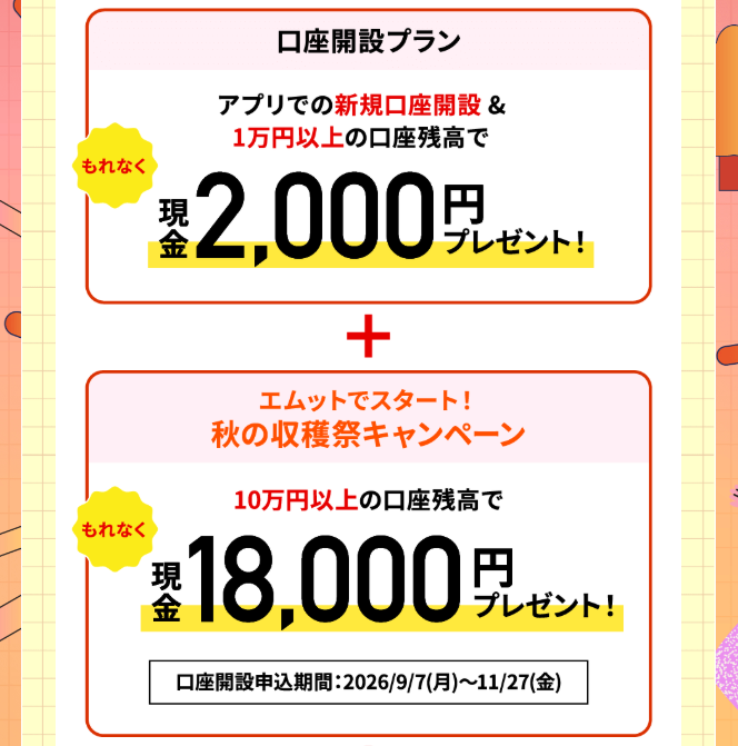 三菱UFJ銀行11/27まで最大20,000円プレゼント