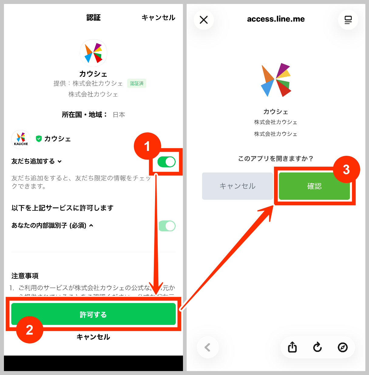 カウシェファームのLINE連携手順