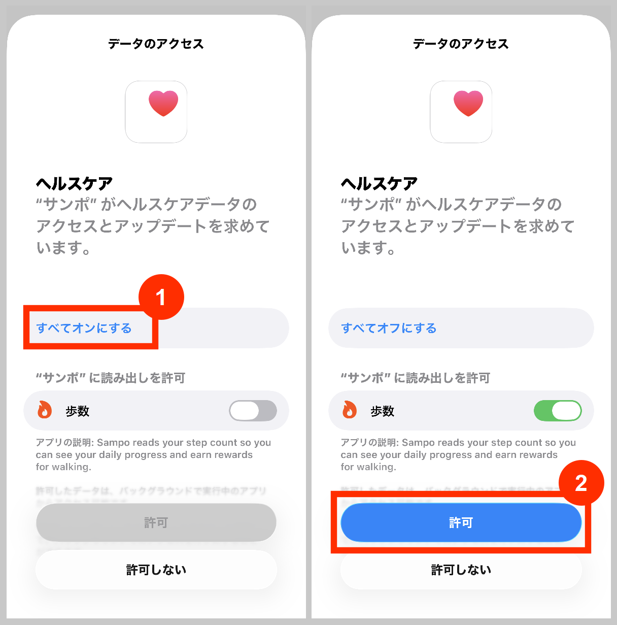 サンポSampoヘルスケアをオンにする